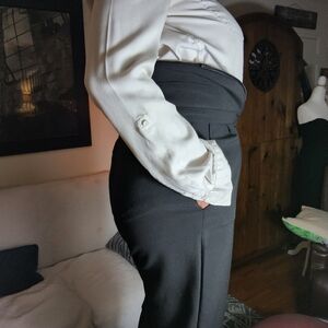 BEULAH STYLE Wmns Sz M Dressy Blk Wide Leg Hi Waisted Matador Pant ClassicCore